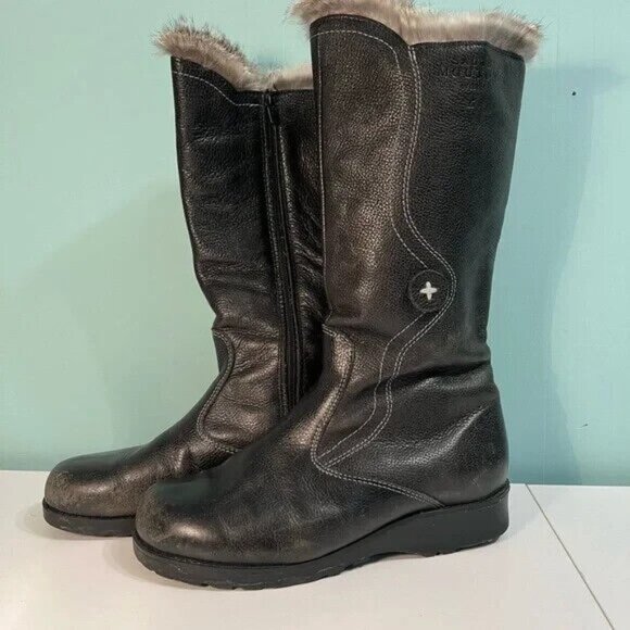Sauté Mouton Luxury Black Leather Beatrice Boots Made in Canada Size 9.5 - Picture 5 of 16